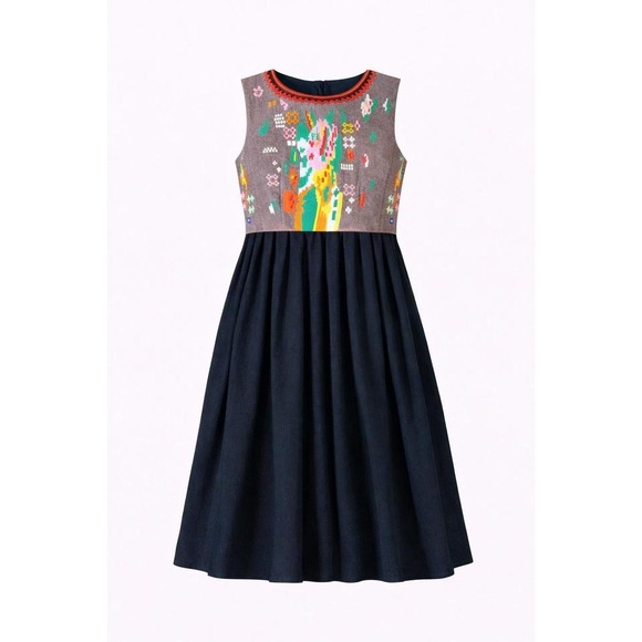 Freeway Dresses & Skirts - Embroidered Boho‎ Folk Dress Size L Women Geometric Folk Art